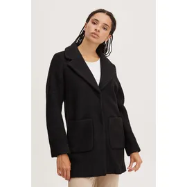 ICHI IHSTIPA JA Damen Wintermantel Wollmantel Winterjacke Kurzmantel mit Reverskragen, Größe:38, Farbe:Black (194008)