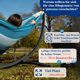 Potenza Hängematte mit Gestell I Stabiler Rahmen 200kg - 250cm Balkon I Hängematte 200x120cm I Indoor Outdoor Garten Pool Terrasse Stahl - Rot)