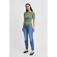 B.YOUNG Damen T-Shirt Slim Fit Ellenbogen-Länge Rundhalsausschnitt Shirt, Farben:Grau,