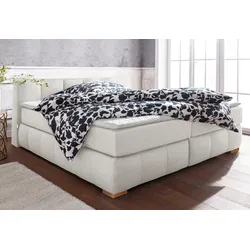 Boxspringbett "Chelles", beige (natur), B:207cm L:225cm, Samtoptik (100% Polyester), Bezug der Spiegelfläche Matratzendrell aus 100% Polyester, Struktur fein 100% Polyester), GUIDO MARIA KRETSCHMER HOME & LIVING, Komplettbetten, Boxspringbett, inkl. Kaltschaumtopper, in 5 Breiten und 3 Matratzenarten