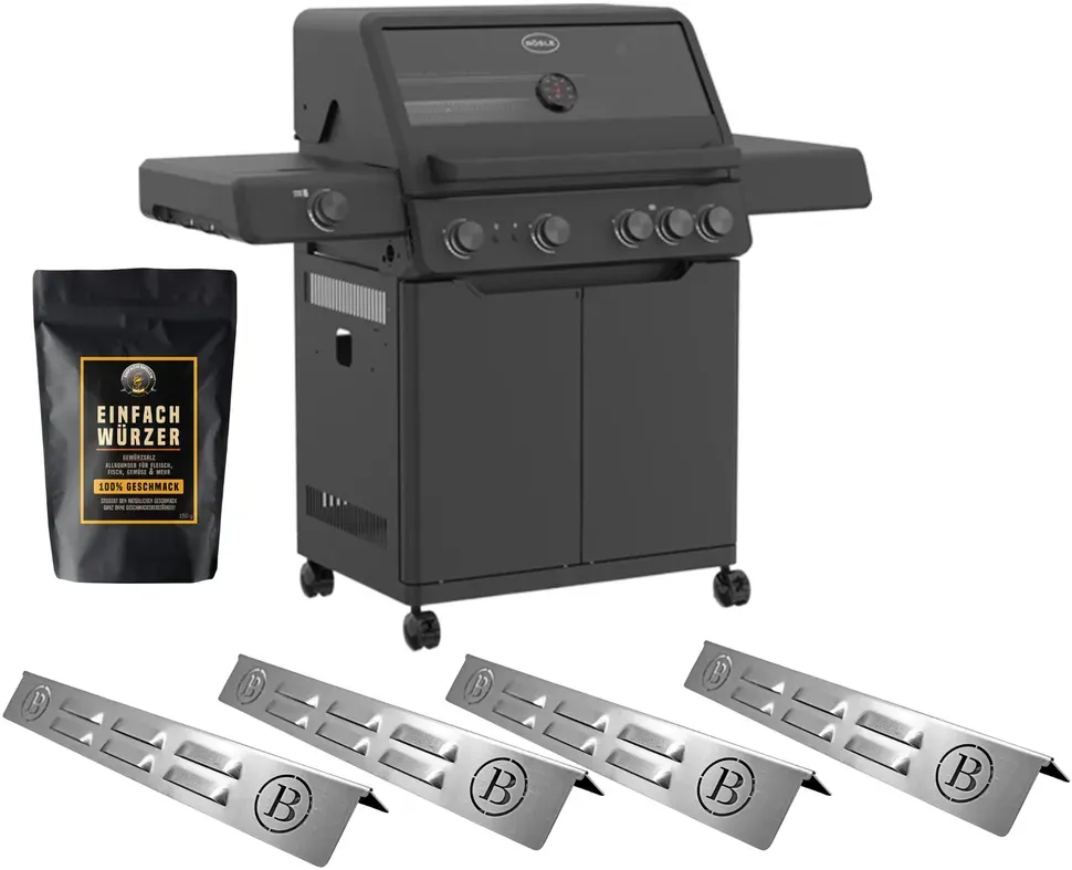 Einfach Grillen Bundle - Rösle AllFlame Hero 4 mit Einfach Würzer und BABOSSA Flammschutzblechen