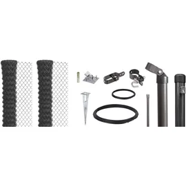 GAH Alberts Alberts Maschendrahtzaun Komplettset mit Bodenhülsen, anthrazit-metallic, 0,8 m hoch, 40 m lang