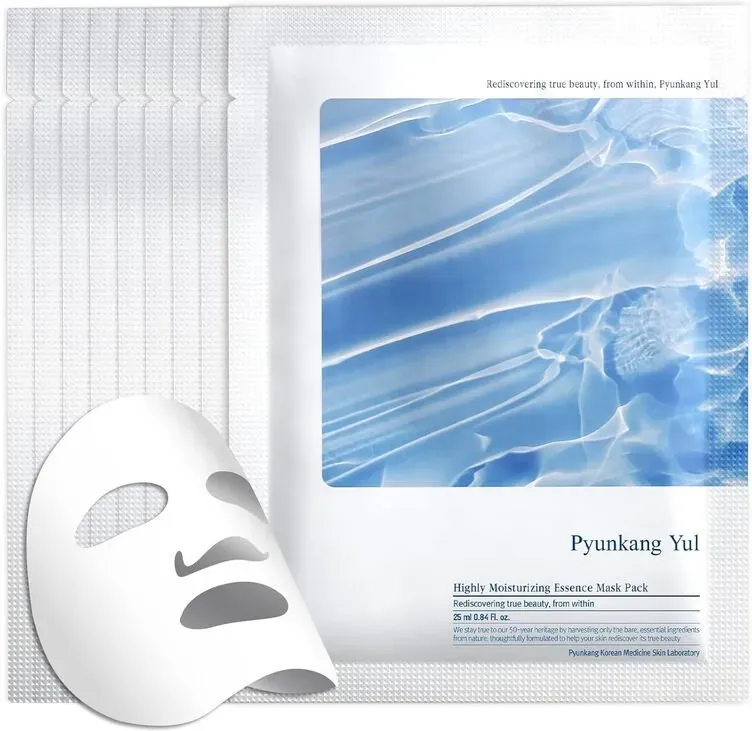 Pyunkang Yul Hochwirksame Hydratisierende Masken für tiefe Hydratation, erfrischende Essenz-Textur, Ceramide für die Hautbarriere, geringe Reizung, 10 Stück