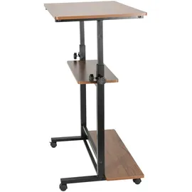 HJH Office WORKSTATION II 80x50 cm Mobiler Computertisch mit Rollen, Laptoptisch, Schwarz/Walnuss 830070