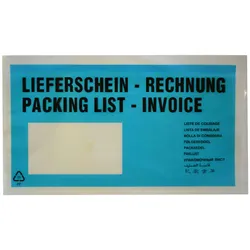 VEPATIM 1000x Dokumententaschen *Lieferschein/Rechnung* DIN Lang 235x130mm türkis