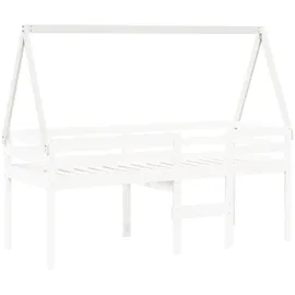 vidaXL Kinderbett Dach 209 x 85,5 x 88 cm Kiefer massiv weiß