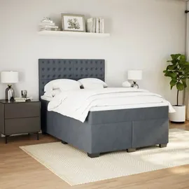vidaXL Boxspringbett 140 x 200 cm Dunkelgrau