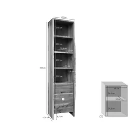 MASSIVMOEBEL24.DE Akazie 45 x 36 x 185 cm grau lackiert / grau