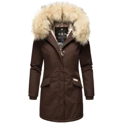 NAVAHOO Damen stylischer Wintermantel Winterparka mit Kunstfell-Kapuze Cristial