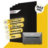 Balkonstrom Balkonkraftwerk 2000W Solaranlage mit Speicher | Blechdachhalterung | 4xSolarmodul Bifazial | Anker Solix 3 Pro | Kabel 3m