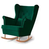 Beautysofa Schaukelsessel Fabio, mit Einbringung in die Wohnung (Holzbeine in Weiß, Buche oder Wenge Farbe) grün