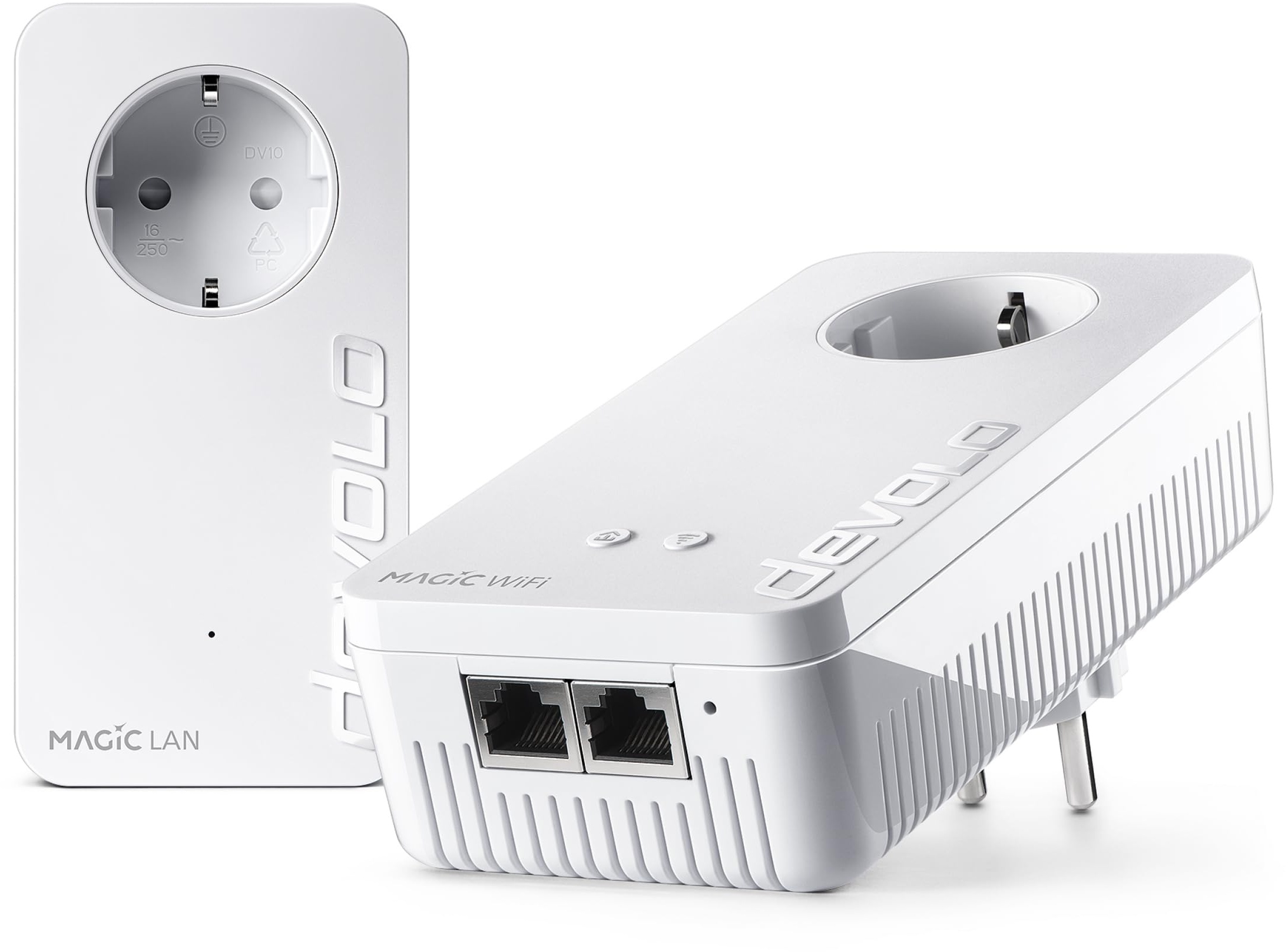devolo Magic 2 WiFi next Starter Kit, WLAN Powerline Adapter -bis 2.400 Mbit/s, Mesh WLAN, WLAN Steckdose, 2x Gigabit LAN Anschluss, dLAN 2.0, weiß