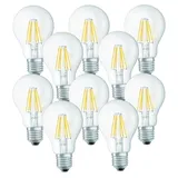 Trango 10er Pack E27001-10 LED Filament Birne 8 Watt 850 Lumen I 3000K Warmweiß I Ersatz für 60W Glühlampe I Glühbirne I Lampe I LED Birne in Tropfen Form mit E27 Fassung I Abstrahlwinkel 360°