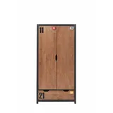 58 aufm Kessel Kameko Kleiderschrank 100x55x200 Schwarz/Cognac