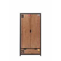 58 aufm Kessel Kameko Kleiderschrank 100x55x200 Schwarz/Cognac