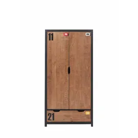 58 aufm Kessel Kameko Kleiderschrank 100x55x200 Schwarz/Cognac