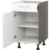 Unterschrank KOCHSTATION "KS-Trea US40", weiß (weiß, eichefarben grau), B:40cm H:75cm T:56cm, Schränke, mit einem Auszug und einer Tür, Einlegeboden, Breite 40 cm, Höhe 75 cm