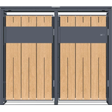 AXI Luke Mülltonnenbox Anthrazit/Holzoptik aus Metall - 2 Tonnen | Mülltonnenverkleidung mit Deckel für 2 Tonnen - Max. 240L - 132 x 80 x 116 cm... - Grau