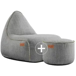 RETROit Cobana Outdoor Sitzsack Loungsessel mit Hocker – Sparset hellgrau