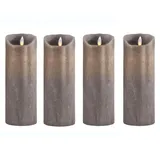 SOMPEX 4er Set Flame LED Echtwachskerze Sand metallic 8x23cm
