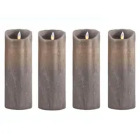 SOMPEX 4er Set Flame LED Echtwachskerze Sand metallic 8x23cm