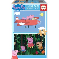 Educa Puzzle 2x16 Peppa Pig, 2 x 16 Teile Holzpuzzle-Set für Kinder ab 3 Jahren,
