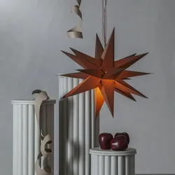 Papierstern December 3D Stern mit Band Weihnachtsstern Faltstern D: 45cm braun