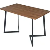 Esstisch 1-St 117x68cm Rechteckiger Esstisch Holzmaserung Küchentisch mit Metallbeinen Esszimmertisch Wohnzimmertisch Schwarz und Walnussfarbe - Braun