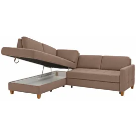 Home Affaire Ecksofa »Earl L-Form«, wahlweise auch mit Bettfunktion oder Bettfunktion mit Bettkasten beige