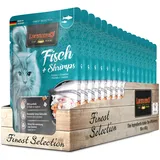 LEONARDO Frischebeutel [16x85g Fisch & Shrimps] | Getreidefreies Nassfutter für Katzen | Feuchtfutter Alleinfutter im Einzelportionsbeutel