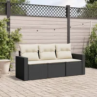 Festnight Gartensofa mit Stauraum Rattan Sofa 3 Sitzer Lounge Sofa Outdoor Sitzecke Balkon Sofa Rattansofa Balkon Lounge Klein Couch Gartenlounge Polyrattan Balkonmöbel Gartenmöbel