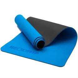 Yogamatte Blau – Rutschfeste Sportmatte, Pilattesmate mit Tragegurt grau|blau 183 CM