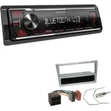 EHO Kenwood KMM-BT209 1-DIN Autoradio Media Receiver Bluetooth USB AUX mit Einbauset passend für Opel Corsa C 2000-2004 matt Chrom