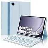 IVEOPPE Tastatur für Samsung Galaxy Tab A9 8.7", Hülle mit Tastatur für Samsung Tab A9 2023, Bluetooth 7-Farbige Beleuchtung Magnetisch Abnehmbarer QWERTZ Layout Tastatur Galaxy A9 Tab 8.7 Zoll, Blau