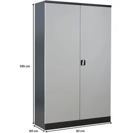Proregal Aktenschrank 195 x 92 x 60 cm Anthrazit-Grau