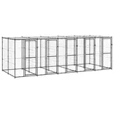 vidaXL Outdoor-Hundezwinger Stahl mit Dach 12,1 m2