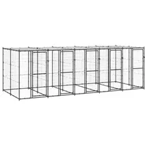 vidaXL Outdoor-Hundezwinger Stahl mit Dach 12,1 m2