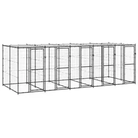 vidaXL Outdoor-Hundezwinger Stahl mit Dach 12,1 m2