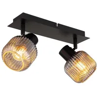 Nowa Deckenlampe Wohnzimmerleuchte Schlafzimmerlampe 2 Flammig Glas rauch L