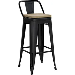 2er-Set Tolix Barhocker | Schwarz Matt | Metall | Industrial Barstuhl, Industrie Barhocker