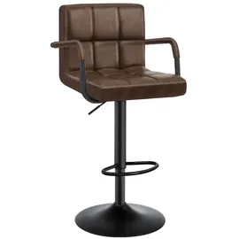 Woltu Barhocker mit Rückenlehne Kunstleder höhenverstellbar drehbar 1 St  braun