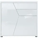 Vladon Benny 79 x 74 x 36 cm Weiß matt/Weiß Hochglanz
