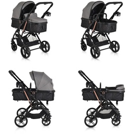 Moni Kombikinderwagen Rafaello 2 in 1, umbaubar, Sportsitz, Fußabdeckung, Tasche grau