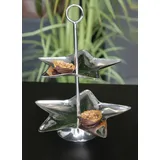 itsisa 2-stöckige Stern Etagere Silverline aus Edelstahl H: 23 cm - Pralinenetagere, Bonboniere, Pralinen, Gebäck Weihnachten