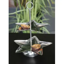 itsisa 2-stöckige Stern Etagere Silverline aus Edelstahl H: 23 cm - Pralinenetagere, Bonboniere, Pralinen, Gebäck Weihnachten