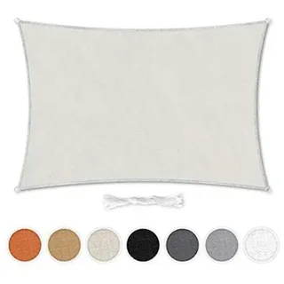 Hometex Premium Textiles Sonnensegel 3×4m Rechteckig inkl. Befestigungseile | Sahne | Sonnenschutz ideal für Garten, Terrasse, Balkon, Camping | Windabweisender Schattenspender