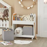 SoBuy Kinderregal mit 2 Stoffboxen Bücherregal Aufbewahrungsregal KMB53-W