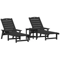 VidaXL 3-teiliges Gartenliege Set - Schwarz HDPE