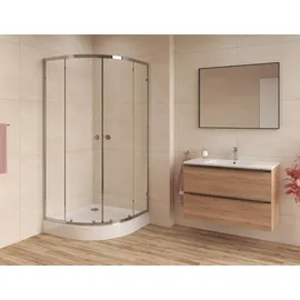 Swiss Aqua Technologies SAT Project Viertelkreisdusche mit Schiebetür 90 x 185 cm schwarz transparent SATBKMUS90CRCH