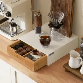 SoBuy Kaffeekapselständer 30 x 9 x 31 cm Weiß/Natur